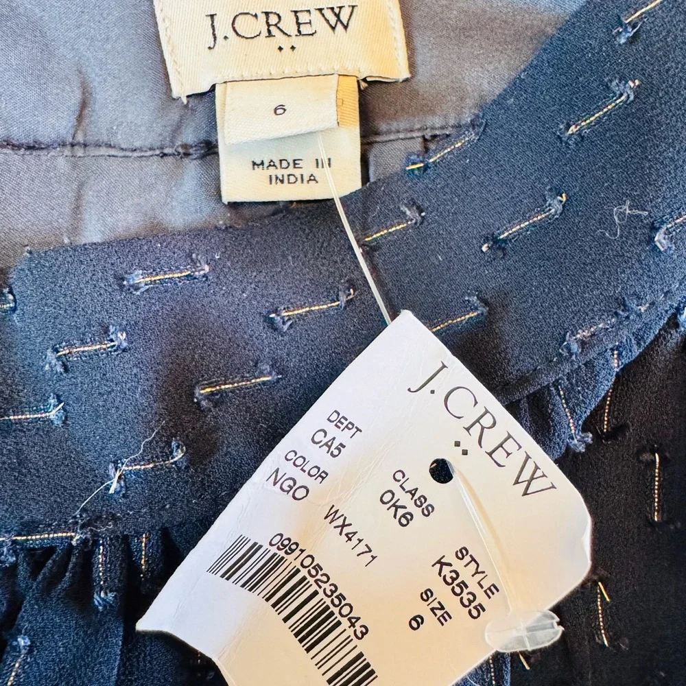 J. Crew Gold Thread Navy A-Line Skirt with Subtle Pattern NWT Size 6